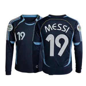 2006 Retro Away Blue No.19 Long Sleeved Short Sleeved Soccer Jersey Top Fan Version