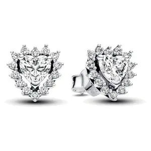 Pandora Sparkling Heart Halo Stud Earrings 293097C01