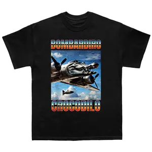 Bombardiro Crocodilo Trendy Italian Brainrot Meme T-Shirt Casual Classic Cotton Retro Top Comfy Tee Tshirt Streetwear
