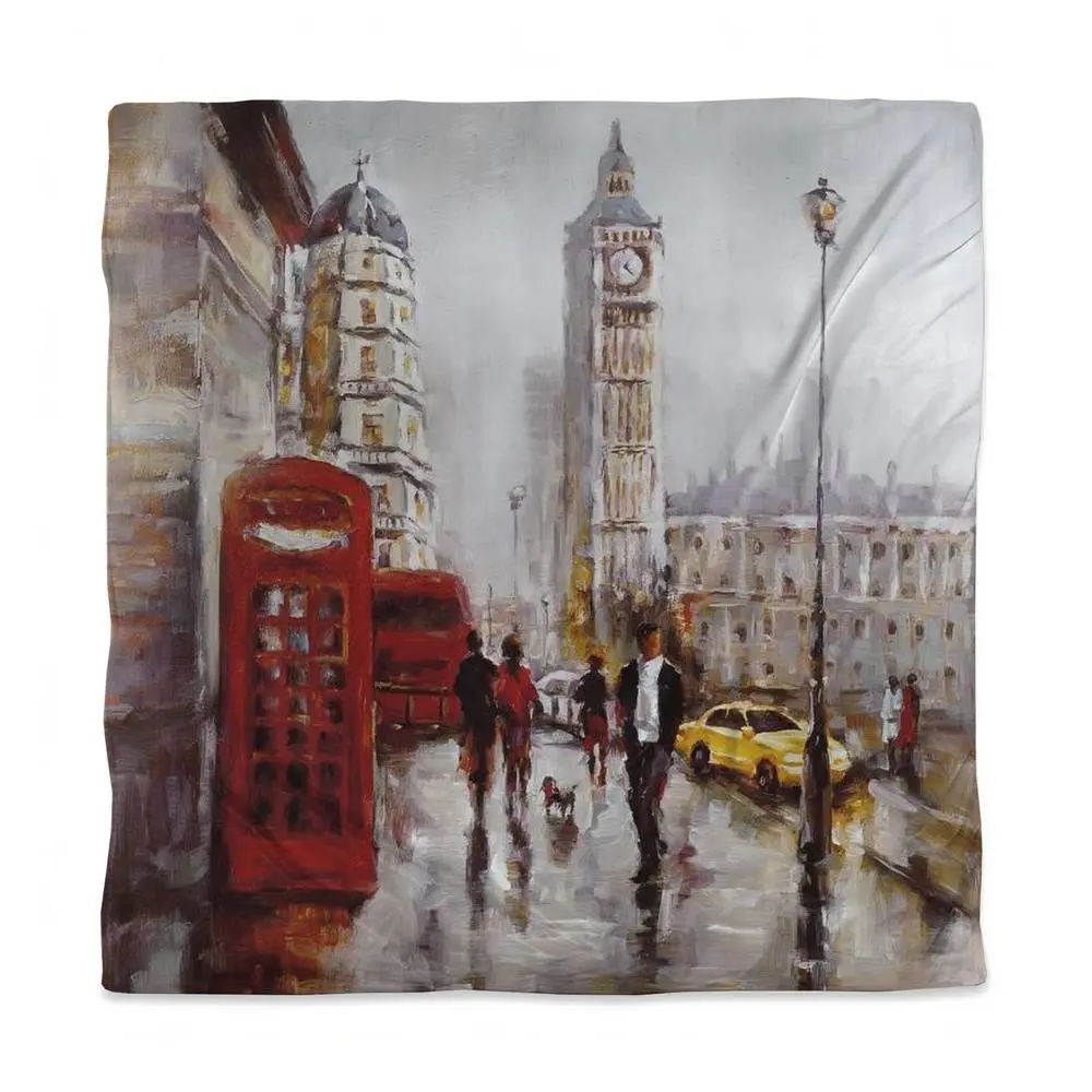 Begin Home Decor 3817-SWCQ-CI128 Big Ben London Queen Size Duvet Cover - Contemporary Bedroom Decor