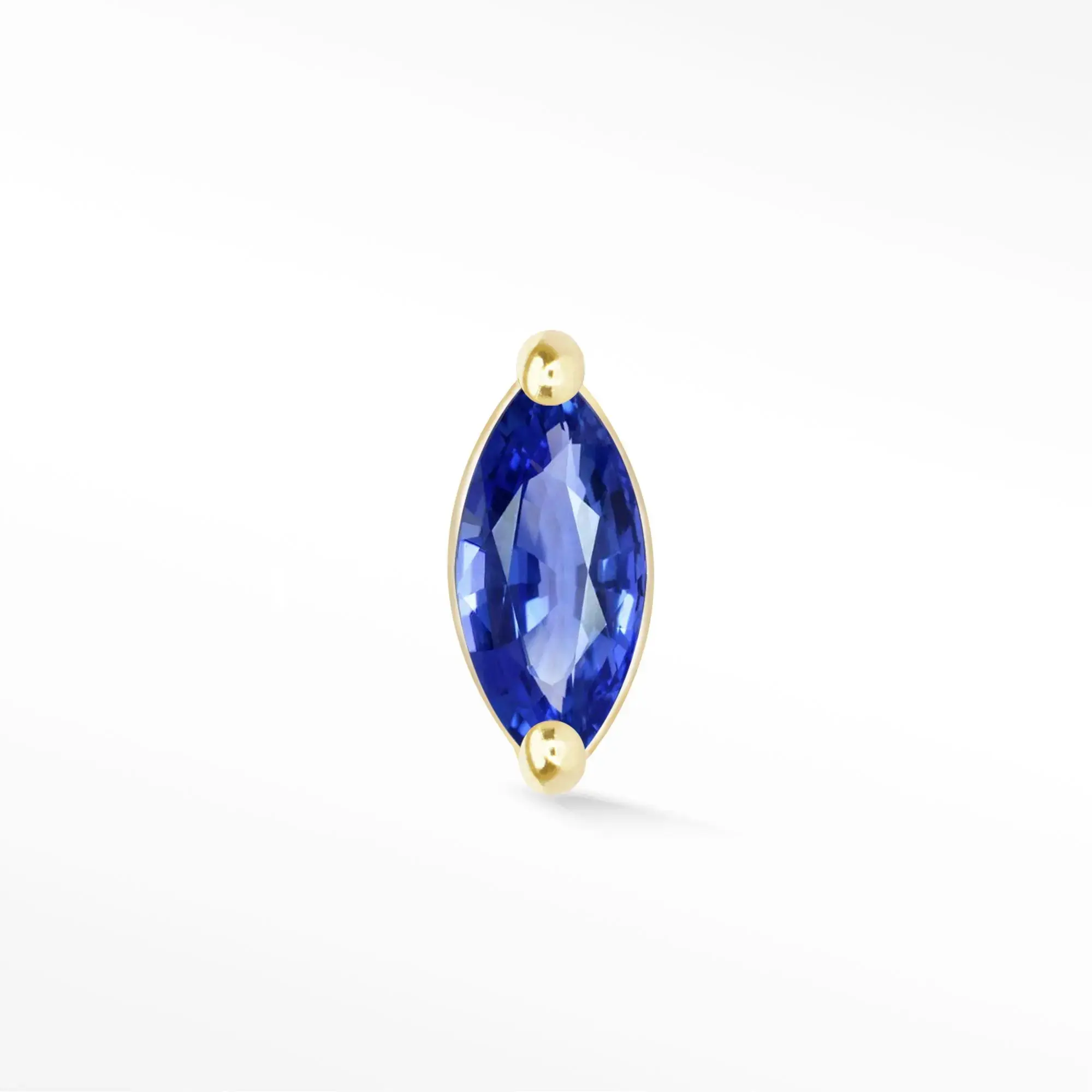 FlatBack Blue Sapphire 14K Yellow Marquise