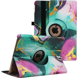 Case for iPad 9.7 inch 2018 2017/ iPad Air 2 Case - 360  Rotating Stand Protective Cover  Case with Auto Sleep/Wake for  iPad 5th/6th Generation (Green Marble)
