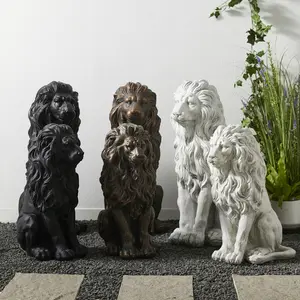 Glitzhome MGO Guardian Antique Bronze Sitting Statue - 20.75"H/27.75"H Fiberglass Rock Decor, Decorative Gardening-Themed Statues for Home Improvement & Garden Accents