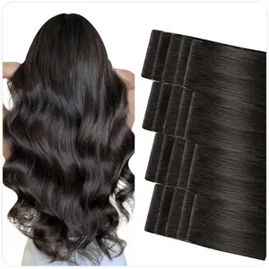 Invisible Tape in Hair Extensions Human Hair  Black Seamless Injected Hand-Tied Pro Quality Virgin Human Hair 20 count 40G/Pack Straight Tape Ins(14 inch #1B Off Black)