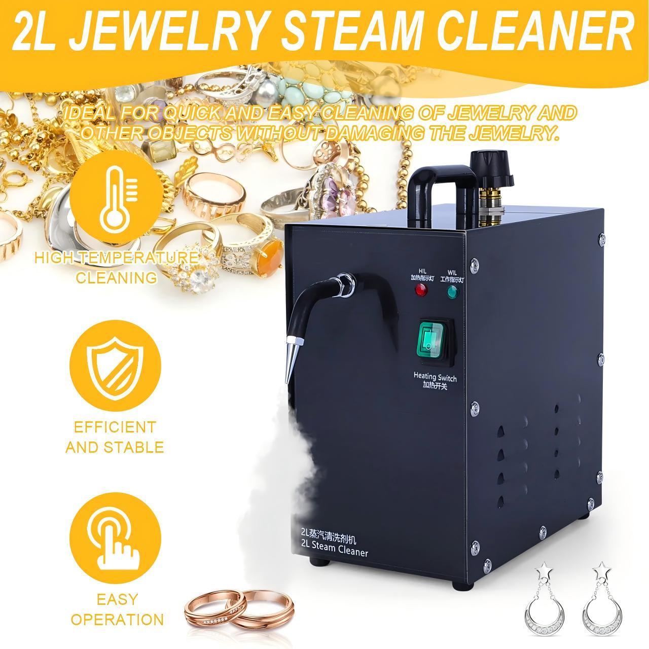 Professional Jewelry Steam Cleaner - 2L 1300W 304 Stainless Steel Steam Cleaning Machine for Jewelry Cleaning, Polishing & Restoration