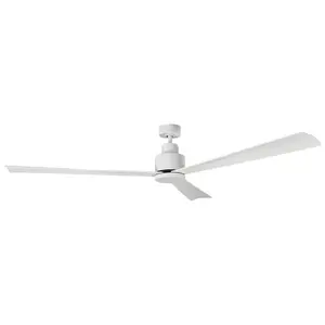 Parrot Uncle 52-inch White Industrial Reversible DC Motor Downrod Mount 3 Blades Ceiling Fan with Remote Control