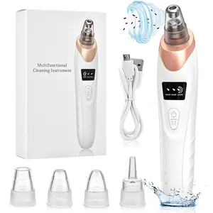 Electric Blackhead Vacuum Cleaner, USB Rechargeable Pore Suction Tool Facial Pore Vacuum Skin Facial Cleaning Tool, Facial Cleansing Tools with 5 Tips, Pore Scrubbing Brush, Facial Beauty Instrument