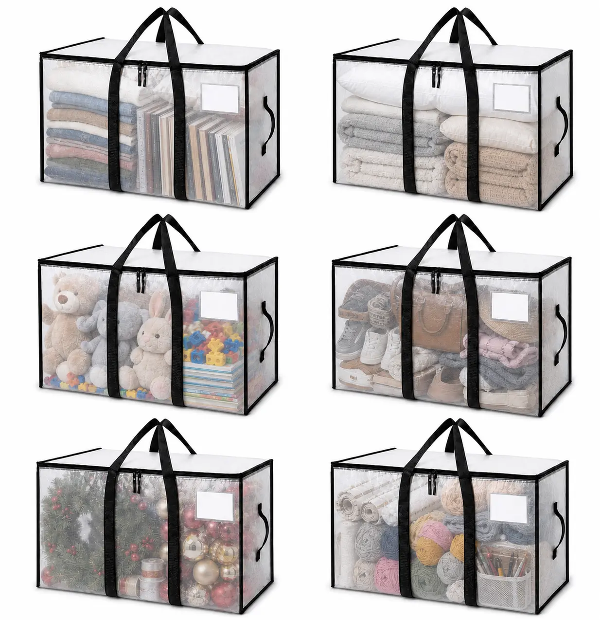 [Back to School] Moving Bag Heavy Duty Extra Large, Moving Totes with Zipper, Reinforced Handles & Tag Pocket, Bags for Packaging Moving