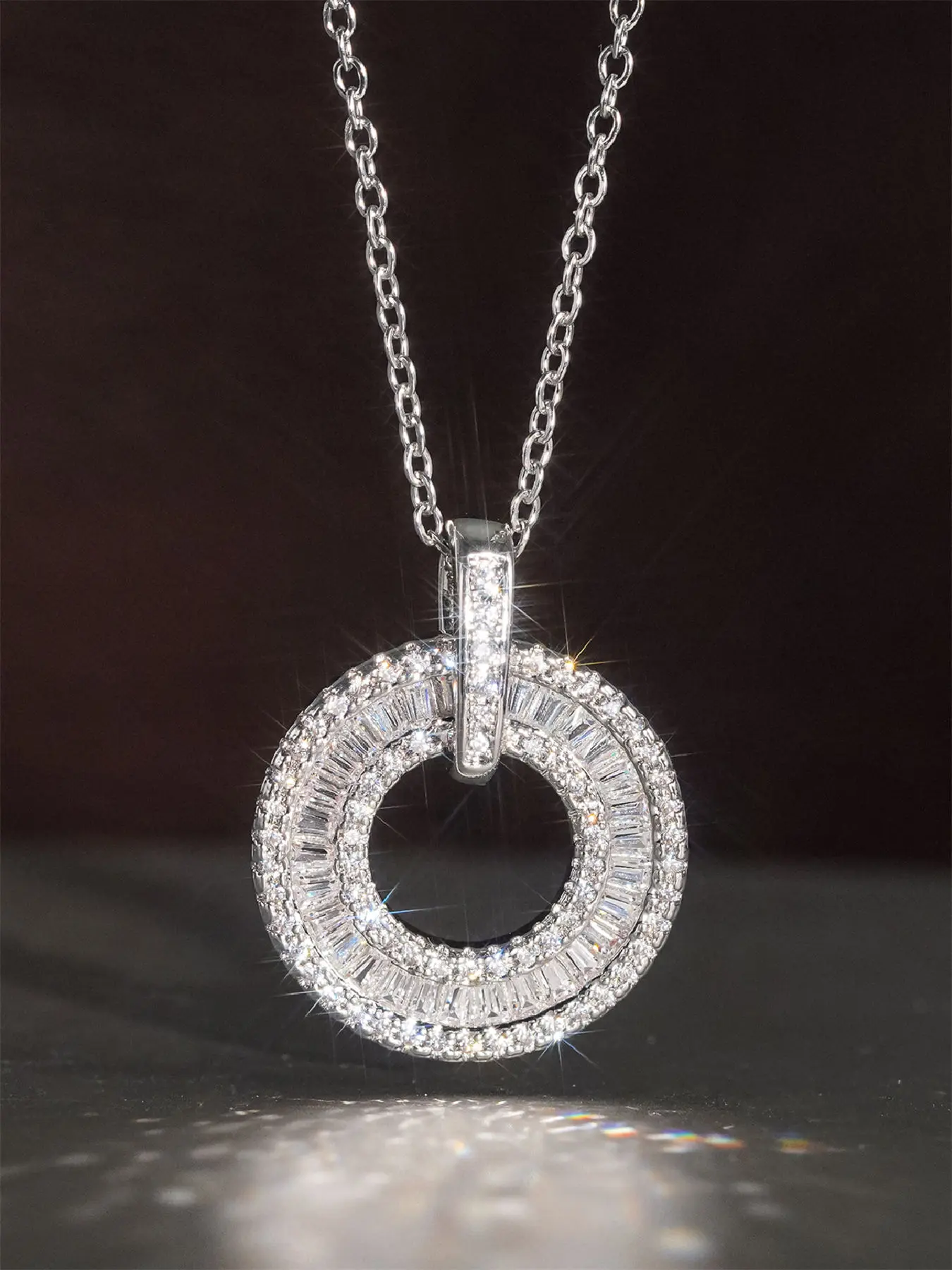 1 PC Romantic Cubic Zirconia Necklace Pendant For Women For Wedding Engagement Anniversary Party Jewelry Valentine's Day Gift