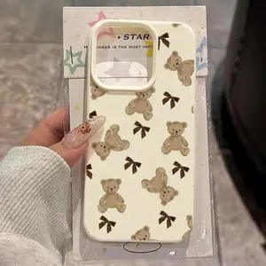 1pc full-screen bear doll bow white soft shell mobile phone case, suitable for iPhone17/16/15/14/13/12/11/X/XS/XSMAX, with fresh style, it is a great Christmas gift for friends, family and yourself.
