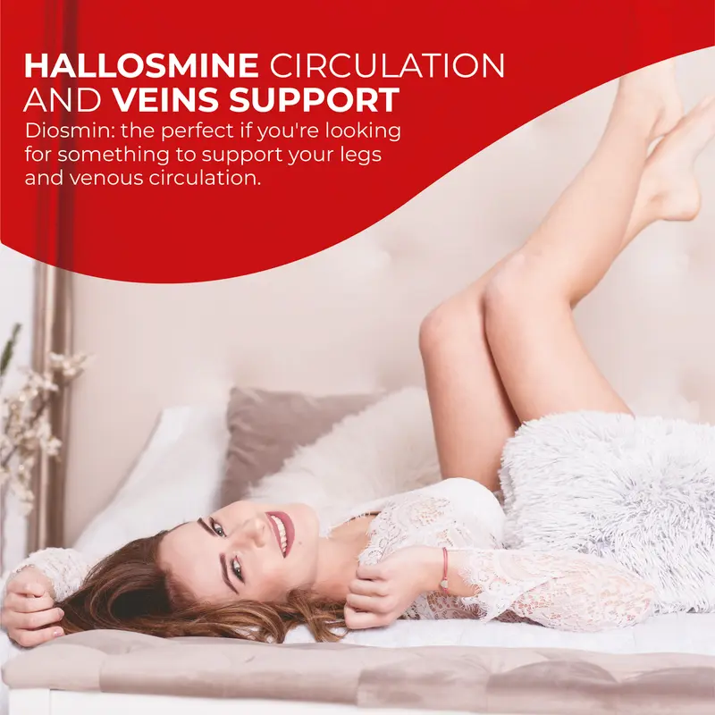 HALLUSA NATURAL HALLOSMINE 300 Mg Diosmin Circulation 60 Capsules Gluten-Free Organic GMO-Free Sugar-Free Supplement for Healthy Circulation & Veins Health Made in USA Dietary 2