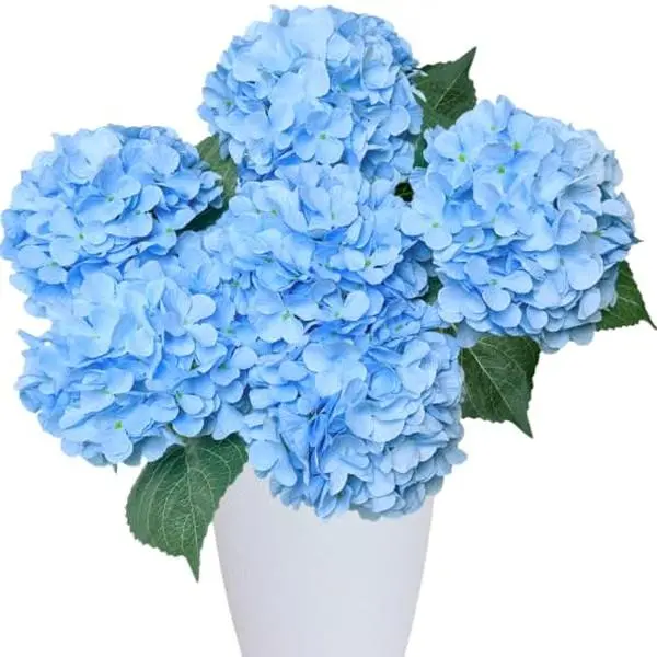 6PCS Premium Blue Silk Hydrangea Artificial Flowers Bouquets - Realistic Fake Hydrangea with Stems, Faux Flower Arrangement for Home Wedding Party Baby Shower Table Centerpieces Decoration