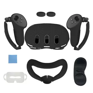 Silicone Cover Set Compatible with Oculus/Meta Quest 3, VR Accessories Protective Cover Includes Controller Grips, Front Shell Headset Cover and Face Cover