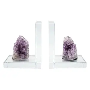 Amethyst Bookends — Set of 2 Purple Crystal Slab Decor