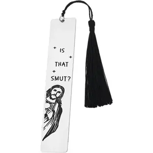 Peeking  is That Smut?Bookmark Inscribed with Hilarious Text and Tassels for Book Lovers,Funny Bookmarks for Adults Humor(Metal Black)