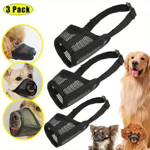 3Pcs Dog Muzzle XS/S/M Soft Mesh Muzzles for Small Medium Large Dogs Chihuahua Poodle Husky Labrador Retriever, Breathable Dog Mouth Guard for Biting Chewing Grooming, Allow Panting Drinking - Home Improvement.