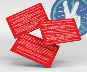 TARJETA ROJA - Tarjeta de Derchos para Immigrantes, Critcal information, Glossy UV Clear Finish, Accessible Design