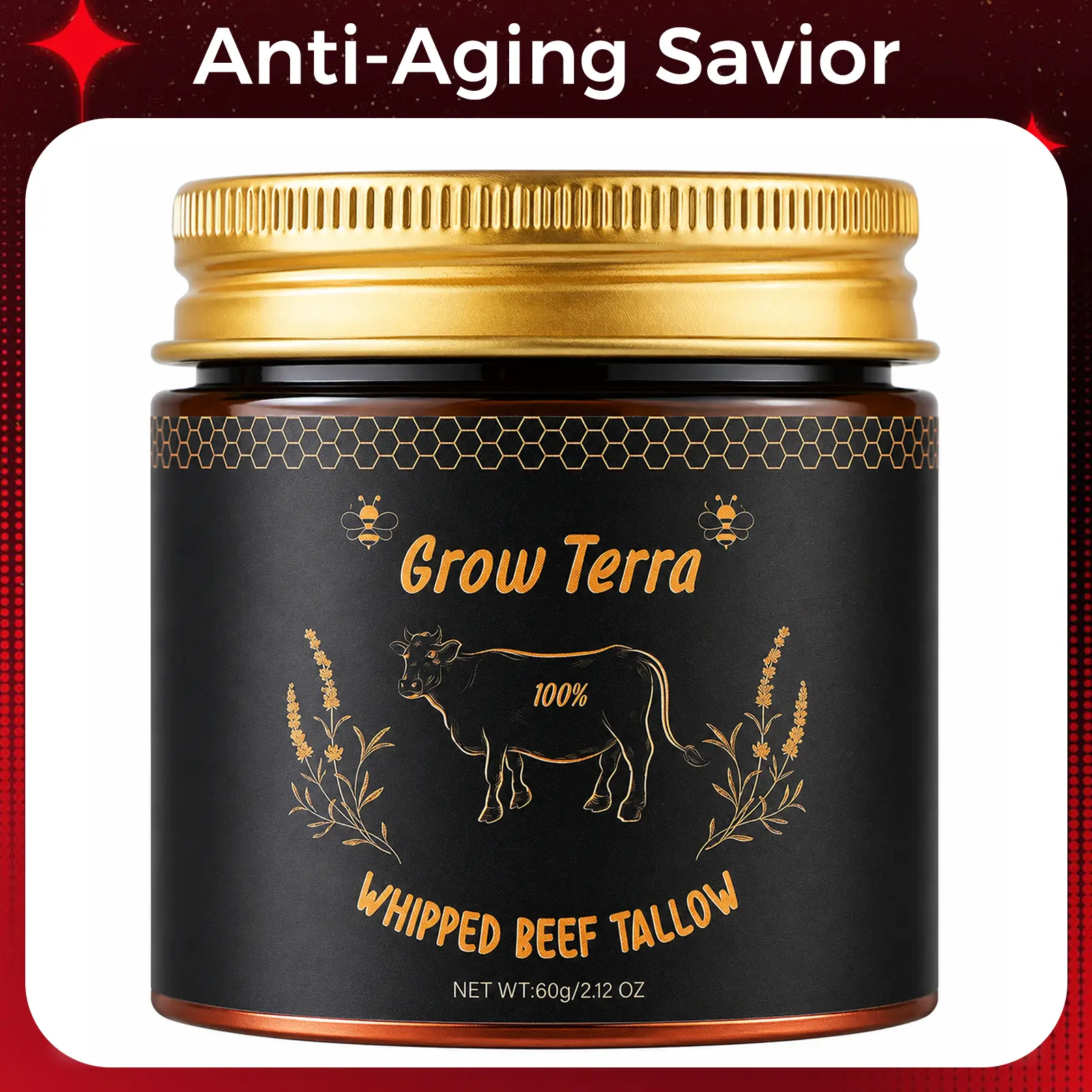 Wrinkle Defense & Natural Anti-Aging Beef Tallow Moisturizer - Face Balm Skincare - Handmade All-Natural Moisturizer for Soft, Smooth, Radiant Skin Firming And Moisturizing Gentle Moisturizing