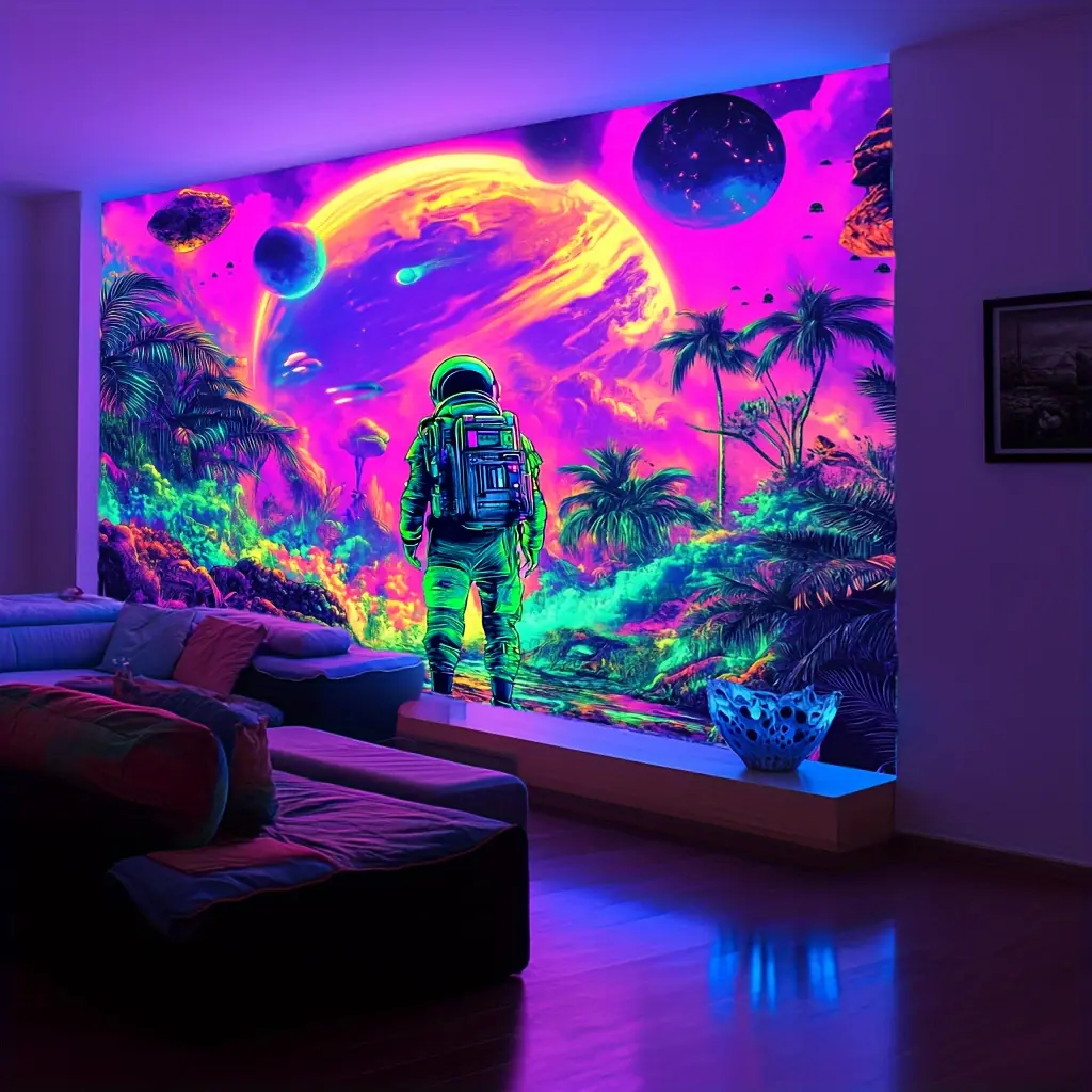 Interstellar Astronaut Tapestry - UV Reactive Polyester Party