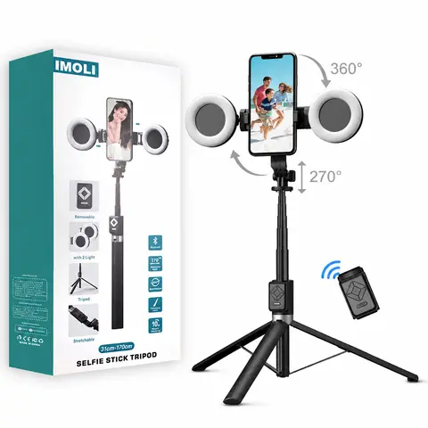 6-in-1 Upgraded Selfie Stick with Fill Light – 67" Cellphone Tripod, Wireless Remote (Page Turner, Camera Video Recording, Music Control) Vlogging Kit, Smartphone Accessories for iPhone/iPad (Tripod for iPhone), Androib