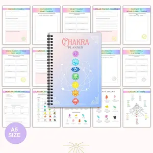 Chakra Planner – 40 Pages Spiral Bound, Daily Meditation Journal, Yoga Teacher Training Log, Reiki Healing Notes, Chakra Clearing Challenge, Spiritual Growth Notebook