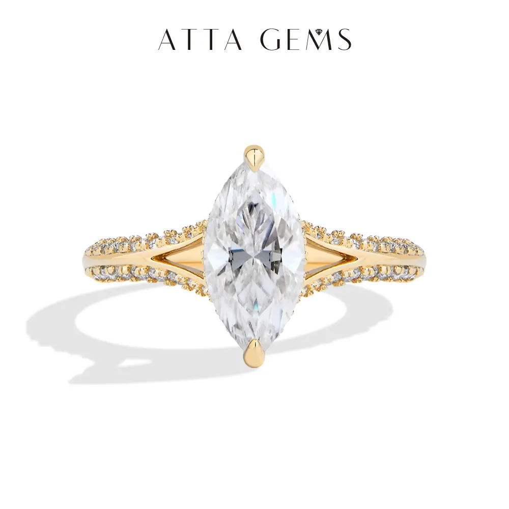 ATTAGEMS D Color Marquise Shape 2.0ct Lab-Created Moissanite Ring for Women Men Unisex 925 Sterling Silver Engagement Wedding Sparkling Anniversary Jewelry R308, Elegant Engagement Ring, Engagement Rings summerwins,summerwins