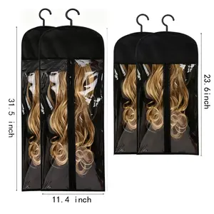 Wig Storage Bag with Hook 2/4/6Counts Dustproof Zipper Hanger 31.5x11.4x23.6inch for Salon Home Use Heatless Styling Tools hook wig storage hanger hair stylist gift
