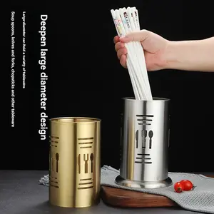 Stainless Steel Kitchen Utensil Holder with Drain Holes, Cutlery Organizer for Spoons, Forks & Knives, Durable Storage Solution Kitchenware