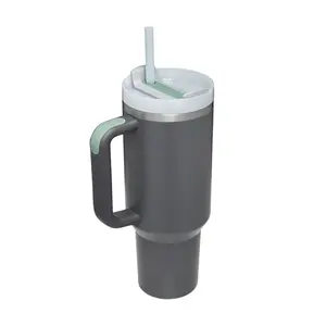 40 Oz Insulated Stainless Steel Tumbler - Vacuum Flask Mug with Handle, Straw, Spill-Proof Lid, Suitable for Car, Office Use