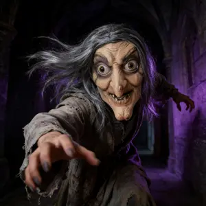 Halloween Scary Witch Mask [hooked nose, warts, split mouth, broken teeth] — perfect for bar ambiance, adult parties, pranks, escape rooms, and role-playing.