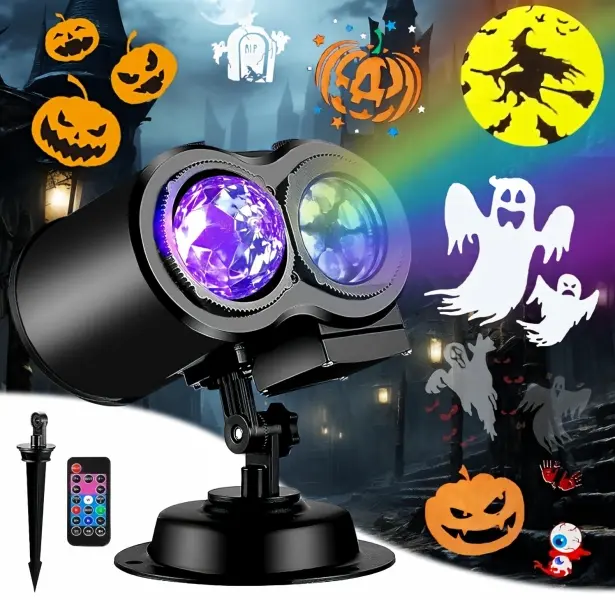 Holiday Projector Lights Outdoor 2 In 1, 16 Seasonal Pattern Slides & 10 Water Wave Decor Lighting with Remote, Halloween Christmas Thanksgiving Birthday Easter Party Decor Lights for Yard Garden Lawn Porch Indoor Home