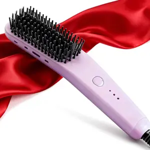 3 Minute Fast Hair Straightening Comb, with Ceramic Heating, 3 Temperature Settings (320℉/356℉/392℉),negative ion technology for smooth styling, Anti-scald design, perfect for home and travel, Pink/Purple