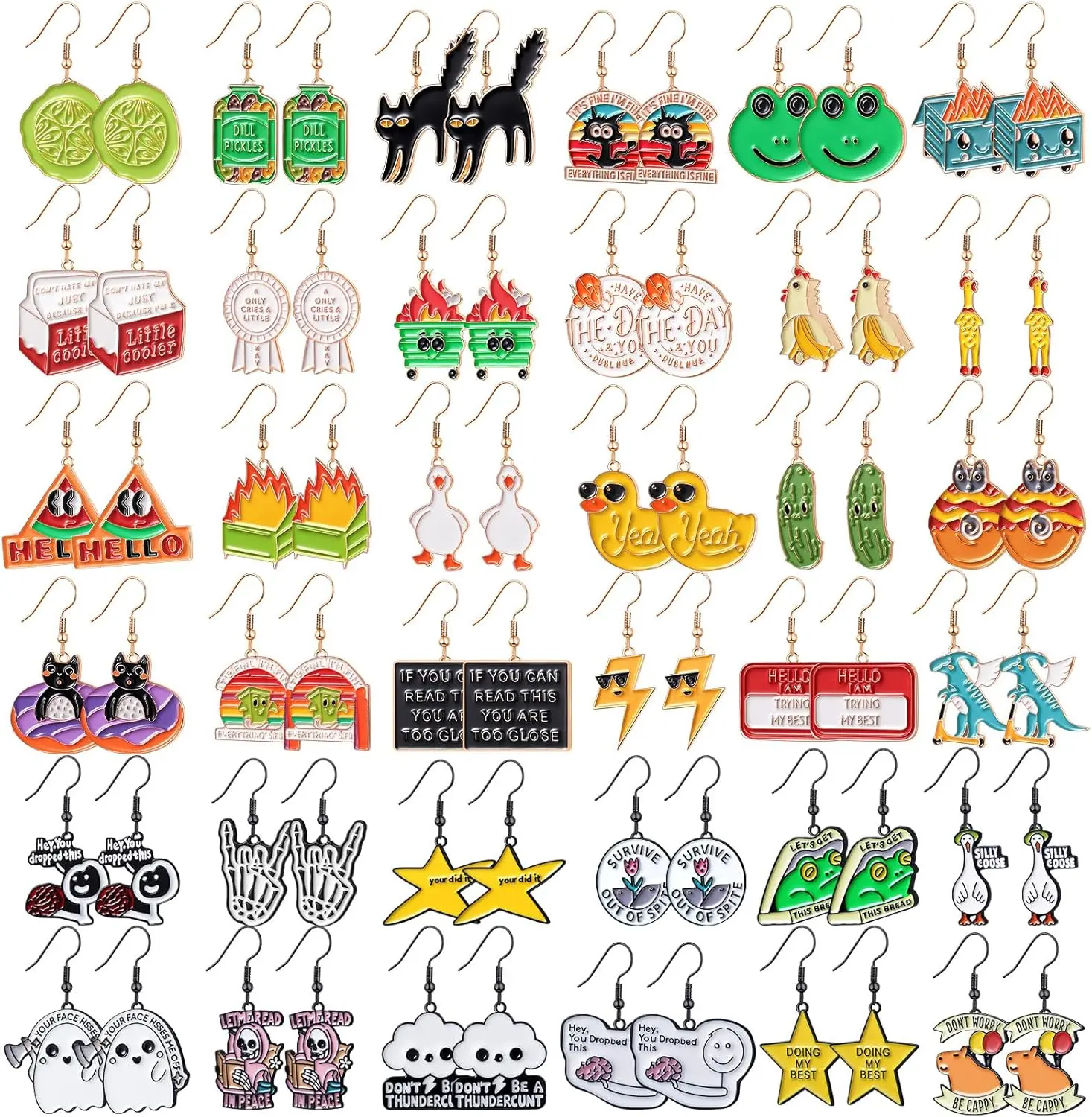 36 Pairs Funny Pickle Earrings Bulk Cute Weird Dangle Drop Earrings  Sets for Women Halloween Accessories