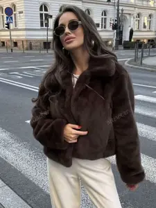 Women's Elegant Fleece Jacket, Loose-Fitting Lamb Fur Coat, Thick Warm Fashion Outerwear, High-End Luxury Style, Fall & Winter