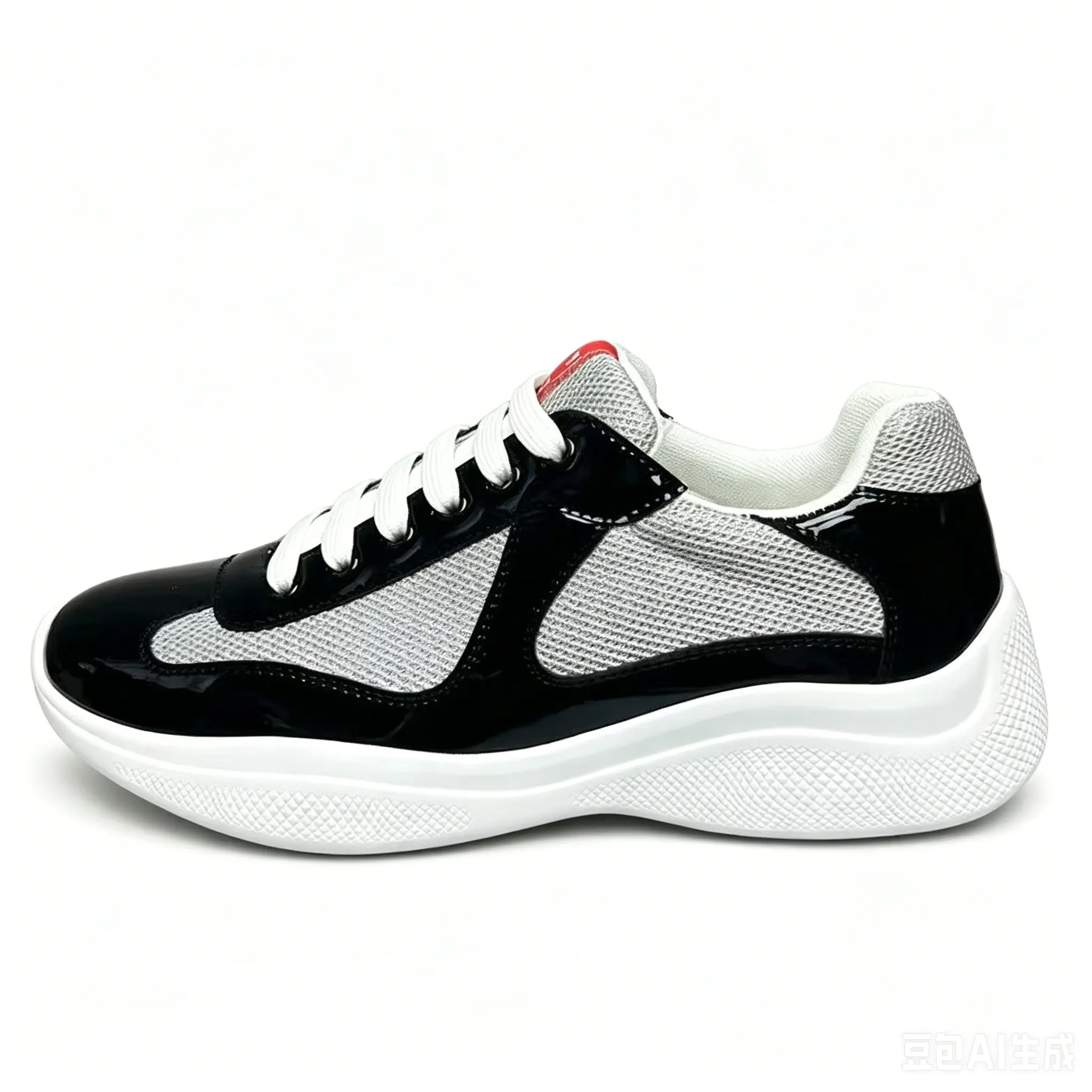 Classic Low Top Casual Shoes Men Women Breathable Mesh Patent Leather Thick Sole Comfortable Walking Shoes  Men's Lightweight Low Top Sneakers Black White Patent Leather Mesh Upper Non-Slip Thick Sole Athletic Shoes Breathable mesh upper sn