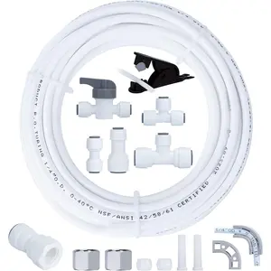 Refrigerator Water Line Kit - 1/4 Ice Maker Installation Kit 1/4" OD Tubing with Quick Connect for Refrigerator IceMaker Fridge Reverse Osmosis RO Systems Water Filters Faucet 25ft