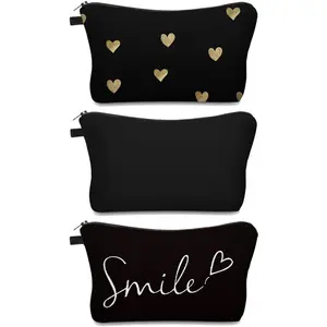 Deanfun Makeup Bag, 3pcs/set Super Funny 3D Printing Women Cosmetic Bag Multifunction Pencil Holder(Heart)