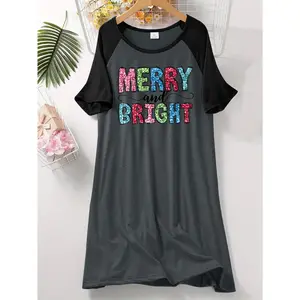 Cozy Christmas Print Sleep Dress