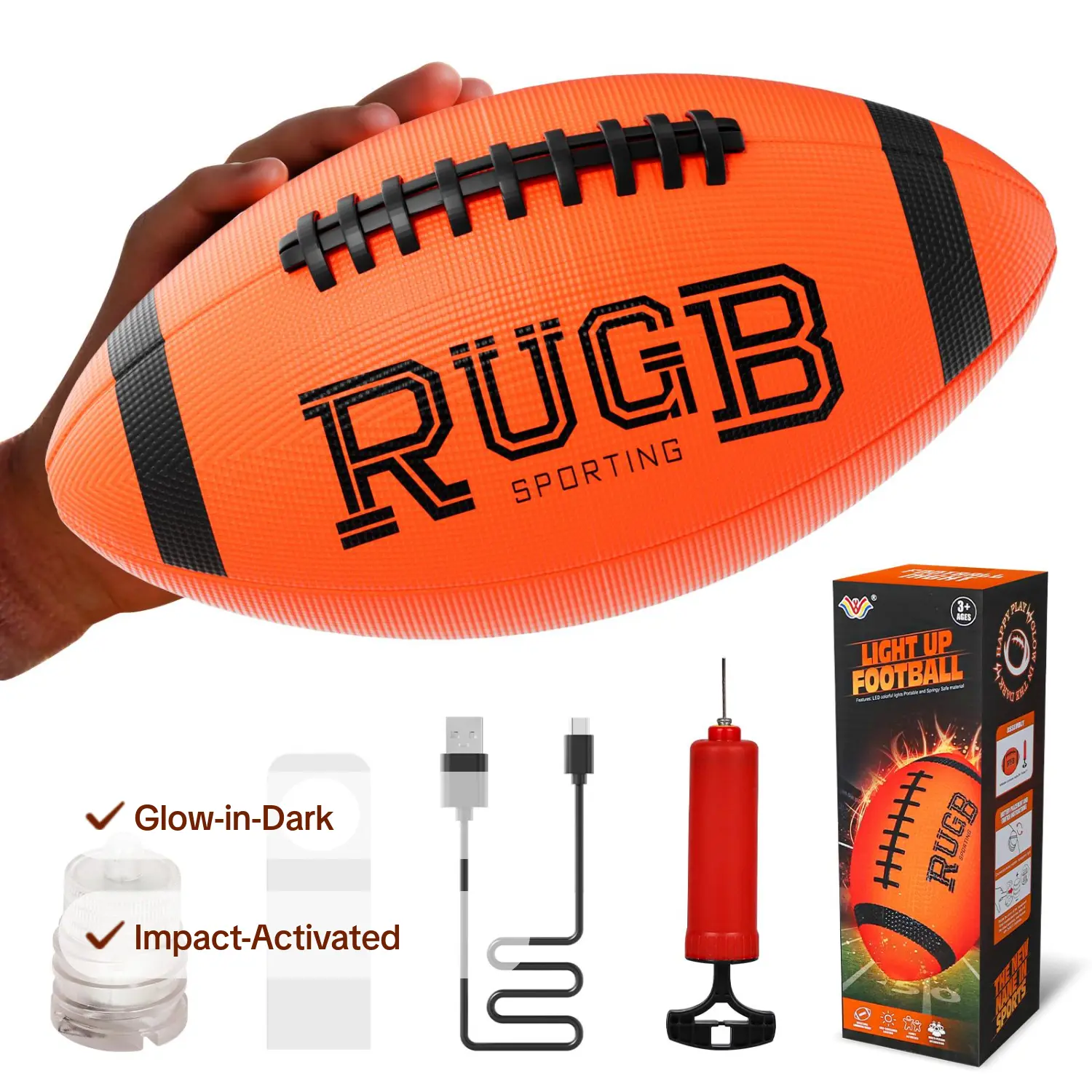 Glow in The Dark Football, Size 6 Light Up Ball Gifts for Kids & Junior, Bright Football for Night Outdoor Games, Sports Birthday Gift Ideas for Boys Ages 6+