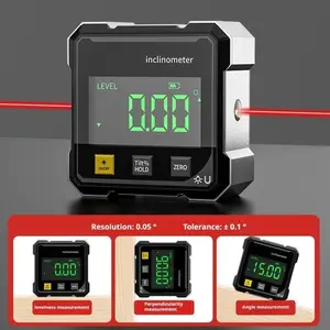 Digital Angle Measuring Instrument with Electronic Laser Level, Inclinometer, Strong Magnetic Square, Woodworking Measurement Tool