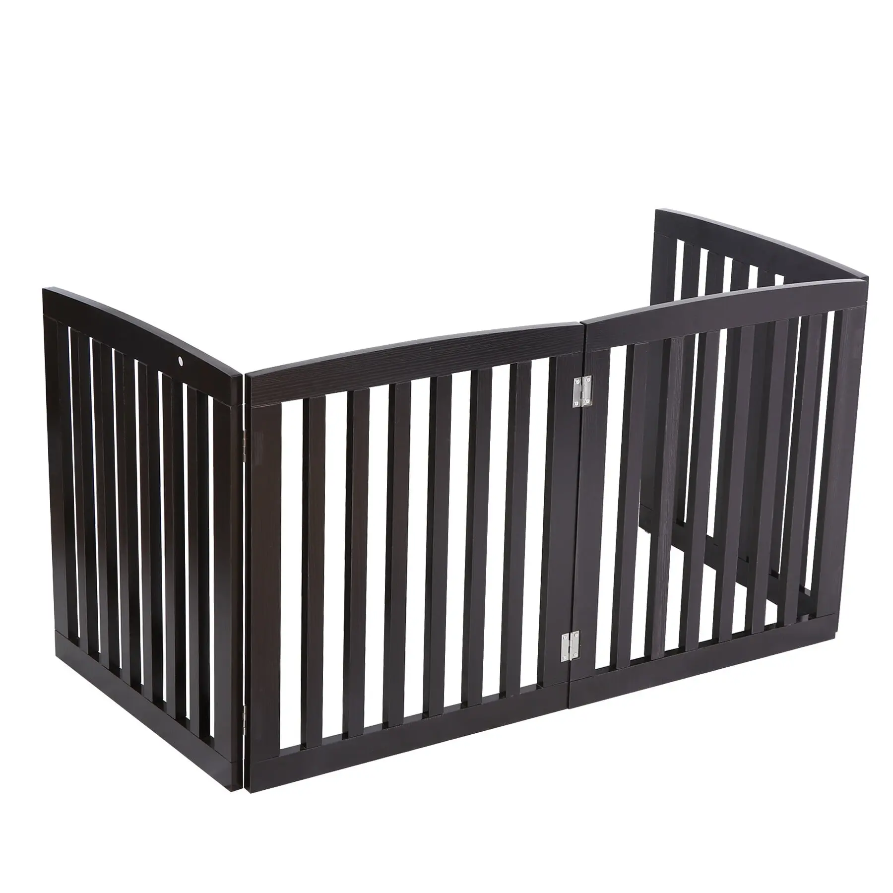 Indoor Wood Foldable Dog Pet Gate Fence - 4 Panels, Brown, Lightweight, Solid MDF, Folding Frame, Freestanding Indoor Gate for Entryway Use,summerwins