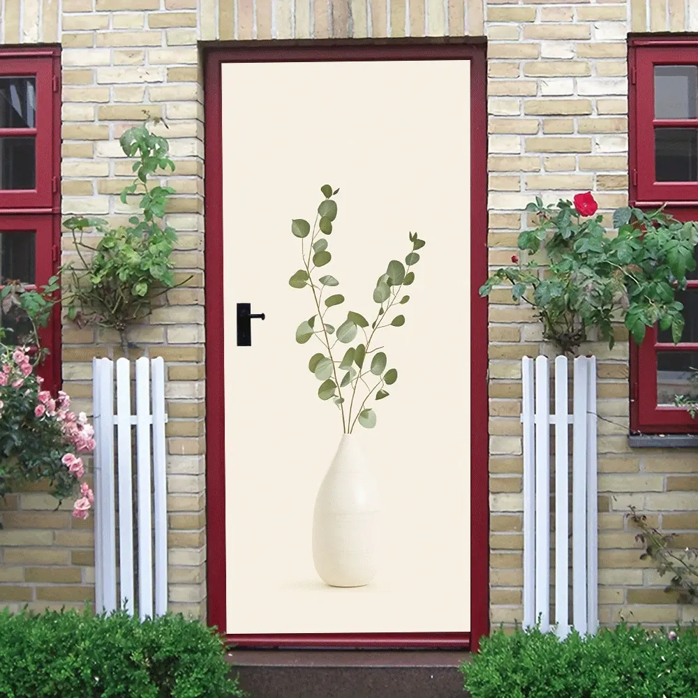 2pcs Minimalist Modern Ins Style Artificial Eucalyptus Leaf Wall Stickers Self Adhesive Removable Plant Wall Decals for Living Room Bedroom Home Decorations Green Leaf Wall Art Decorative Stickers Home
