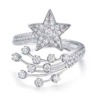 #48（Starry）925 Sterling Silver Synthetic Moissanite Ring