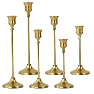 6-Piece Copper Color Metal Candlestick Set, Tabletop Painted Candlesticks for Wedding Centerpiece Decor, Party Birthday Romantic Restaurant Vintage Candles