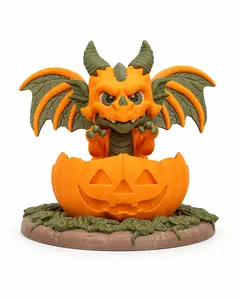 Wardens of the Patch Halloween Dragon Collectible, 5 x 5 x 6 Inch FDM 3D Printed Fantasy Pumpkin Display Figure