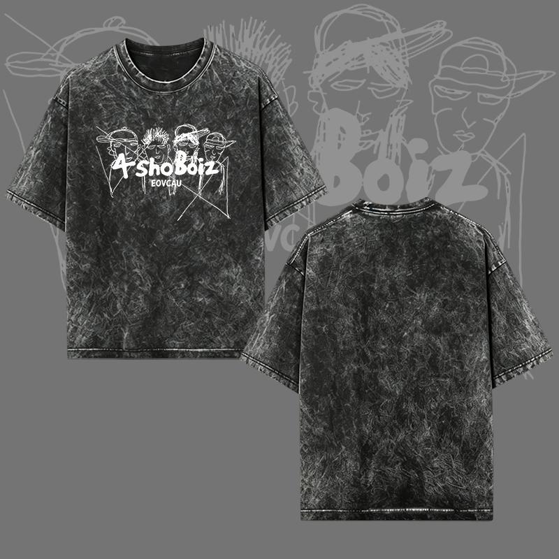 [EOVCAU][Sale Up To 60%]Lngshot Kpop Boy Group Shirt, Gen 5 Kpop shirt, Kpop Inspired T-Shirt, Gift for Women Men，4shoBoiz Vintage Acid Wash Oversized Tee - Streetwear Hip-Hop Sketch Graphic T-Shirt，Y2K Aesthetic Rap Group Graphic Tee #HipHopStreetwear