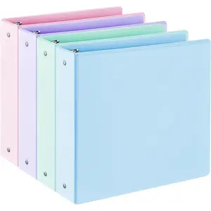 2'' 3-Ring-Binder with Pockets, 450 Sheets Capacity, 2 inch Binders fits 11" x 8.5"  Letter Size, Assorted 4 Pastel Colors - Ideal for School, Office, and Home Use (2 inch)