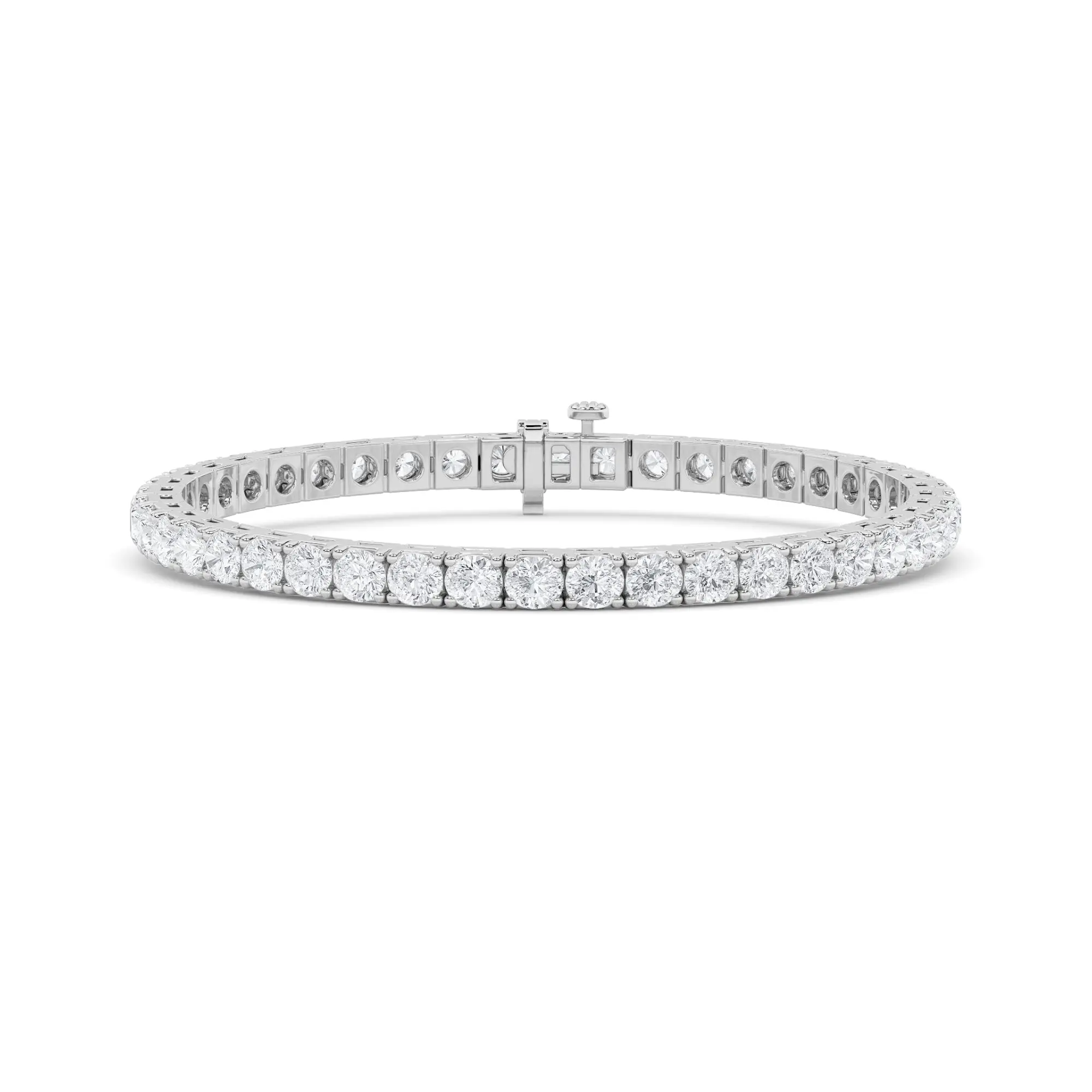 5.24ct 14K White Gold Diamond Tennis Bracelet 7"