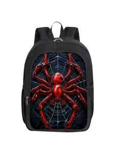Red spider pattern printed 16-inch double-layer backpack