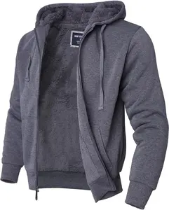 Men's Sherpa Lined Hoodie - Winter Warm Full Zip Sweatshirt with Thick Fleece for Work, Outdoor & Casual Wear